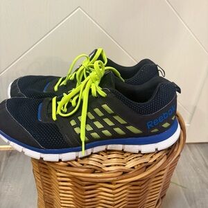 Reebok Running Shoes – Men’s US 12 | Black / Blue / Neon Green/ Gym Shoes/